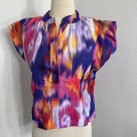 HT 360 Crop Top Women Small Boxy Purple Blouse - Picture 1 of 10
